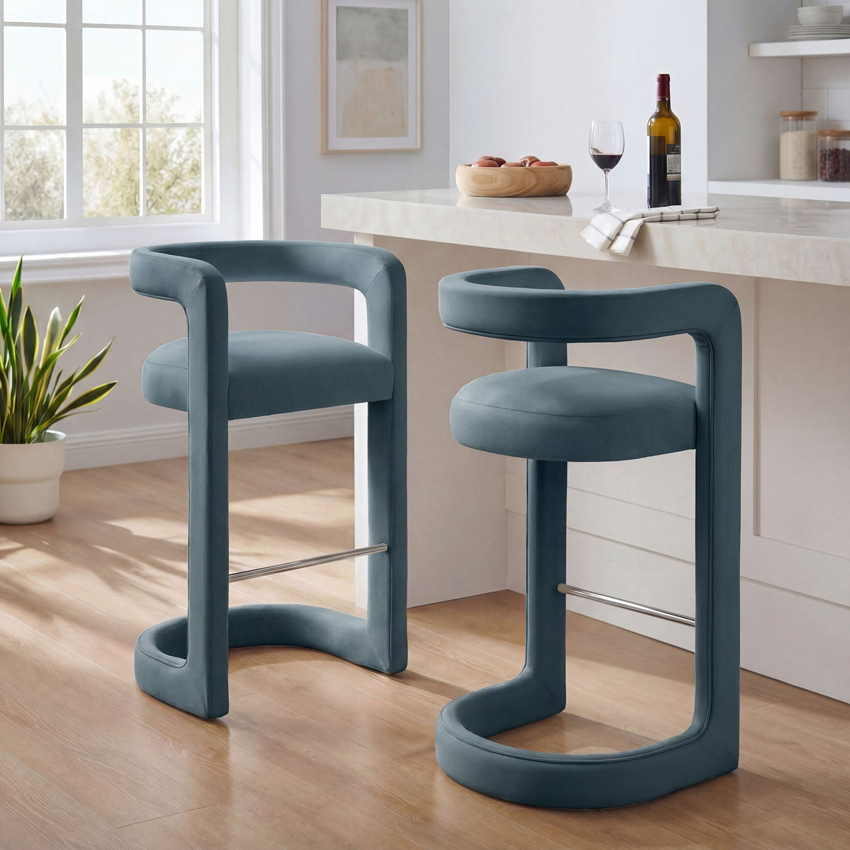 Winslow Performance Velvet Bar Stool Set of 2 by Modway, photo 19 of 42