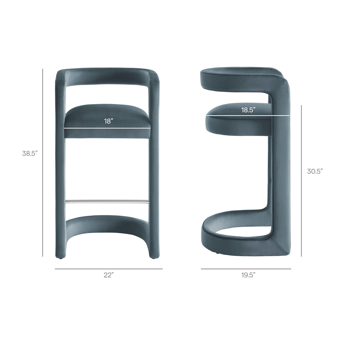Winslow Performance Velvet Bar Stool Set of 2 by Modway, photo 12 of 42