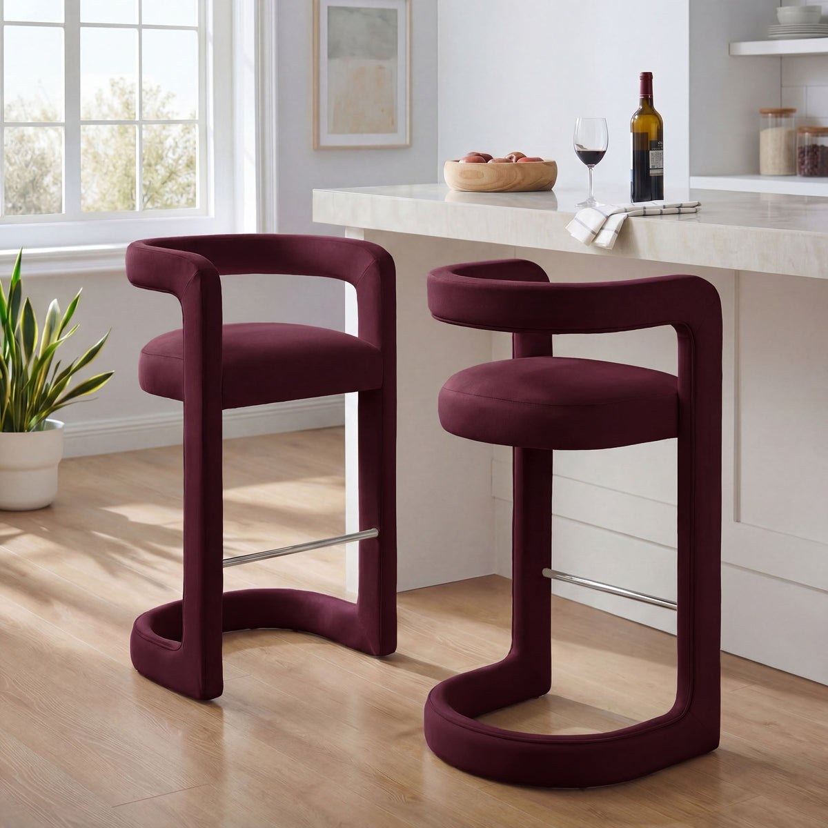 Winslow Performance Velvet Bar Stool Set of 2 by Modway, photo 29 of 42