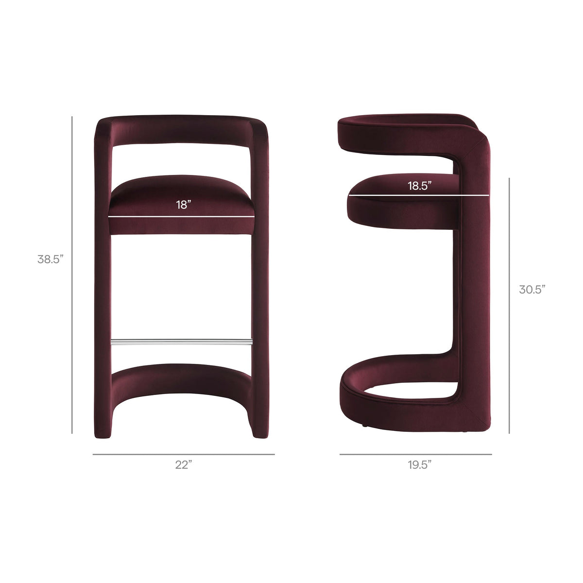 Winslow Performance Velvet Bar Stool Set of 2 by Modway, photo 22 of 42