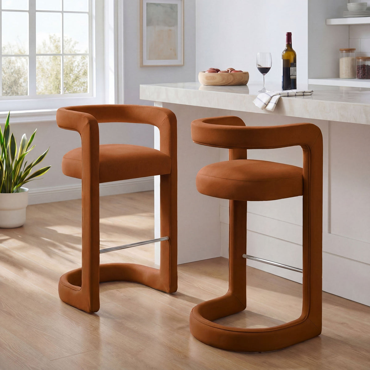 Winslow Performance Velvet Bar Stool Set of 2 by Modway, photo 39 of 42