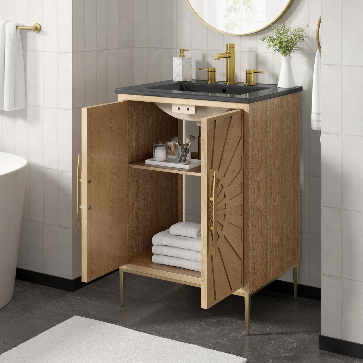 Awaken 24" Bathroom Vanity by Modway - Oak Black / Oak White, photo 11 of 22