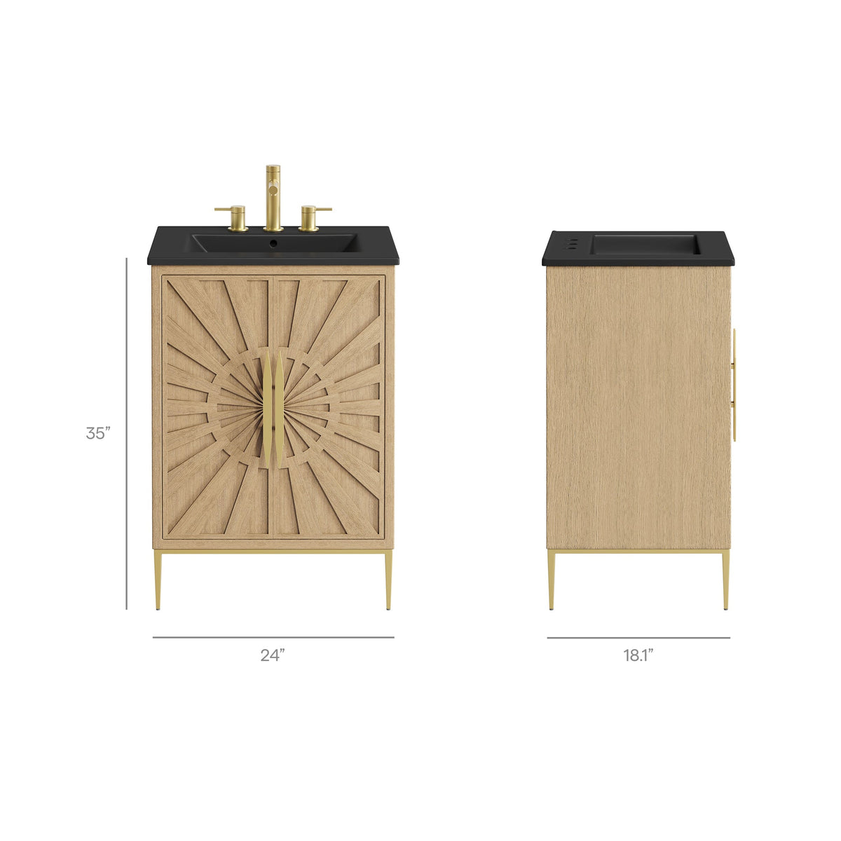 Awaken 24" Bathroom Vanity by Modway - Oak Black / Oak White, photo 3 of 22