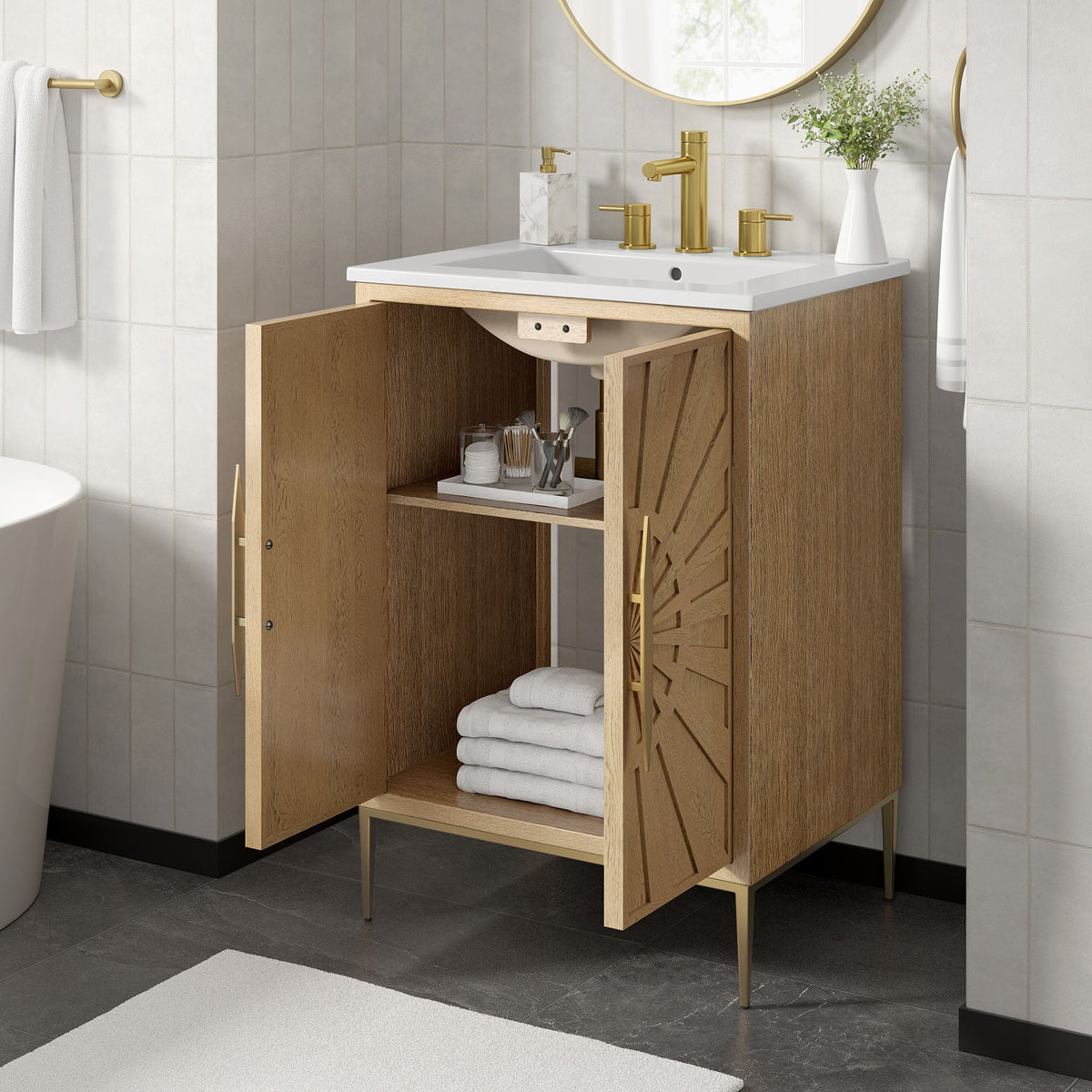 Awaken 24" Bathroom Vanity by Modway - Oak Black / Oak White, photo 22 of 22