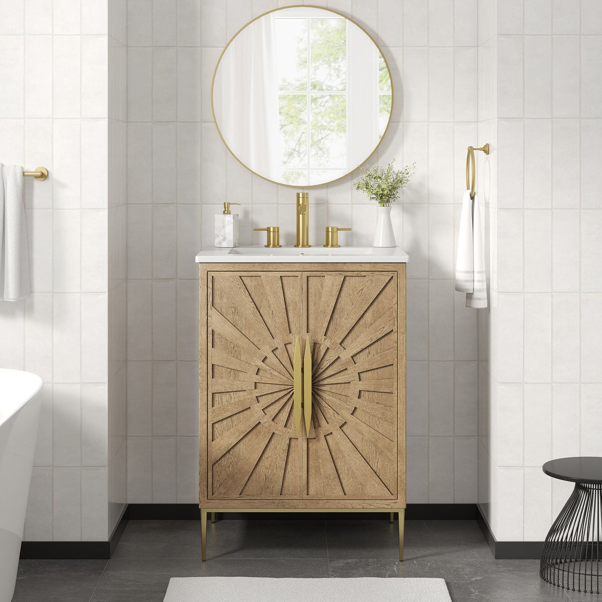 Awaken 24" Bathroom Vanity by Modway - Oak Black / Oak White, photo 21 of 22