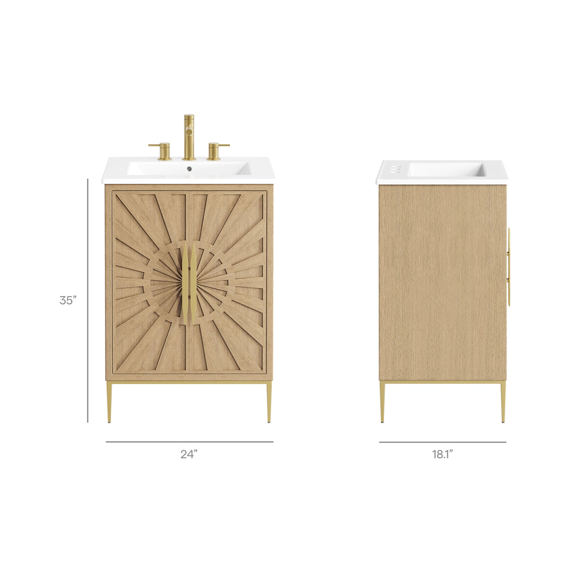 Awaken 24" Bathroom Vanity by Modway - Oak Black / Oak White, photo 14 of 22