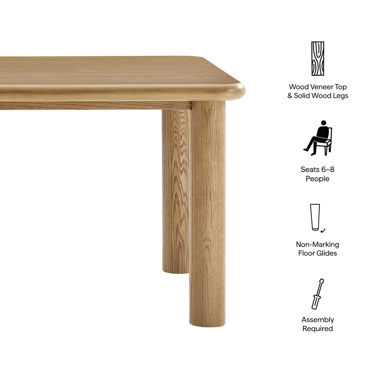 Alvia 72" Rectangular Oak Wood Dining Table by Modway, photo 11 of 18