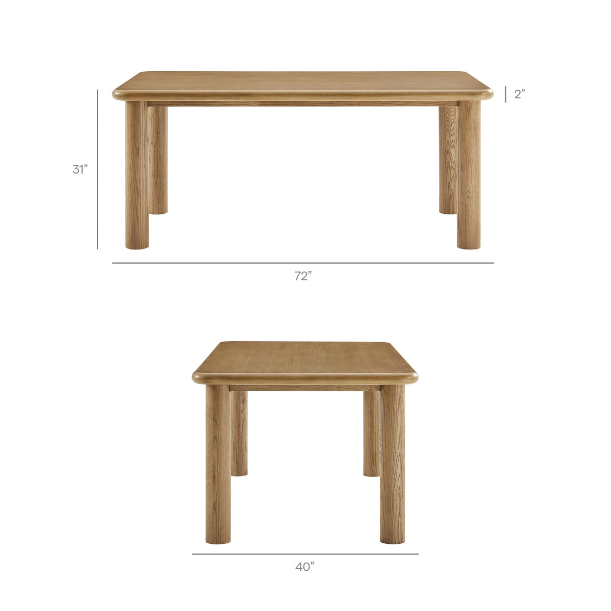 Alvia 72" Rectangular Oak Wood Dining Table by Modway, photo 12 of 18