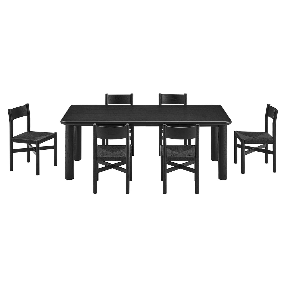 Alvia 7-Piece Oak Wood Extendable Dining Table and Chairs Set by Modway, photo 5 of 16