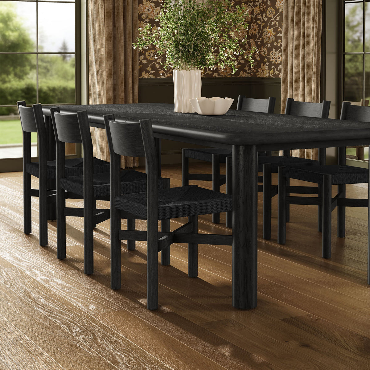 Alvia 7-Piece Oak Wood Extendable Dining Table and Chairs Set by Modway, photo 8 of 16