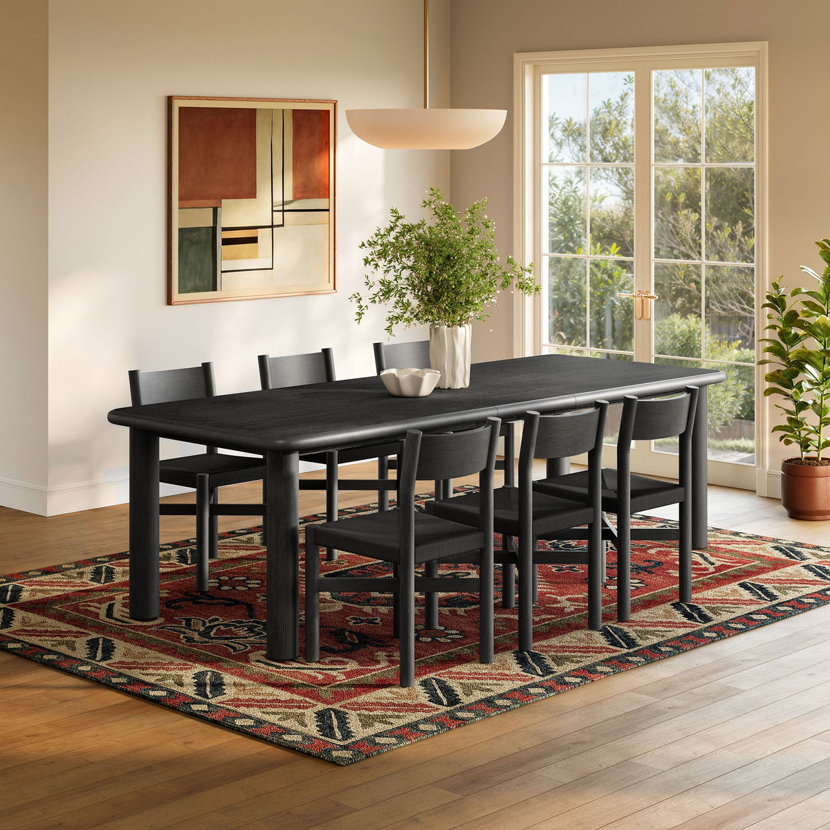 Alvia 7-Piece Oak Wood Extendable Dining Table and Chairs Set by Modway, photo 6 of 16