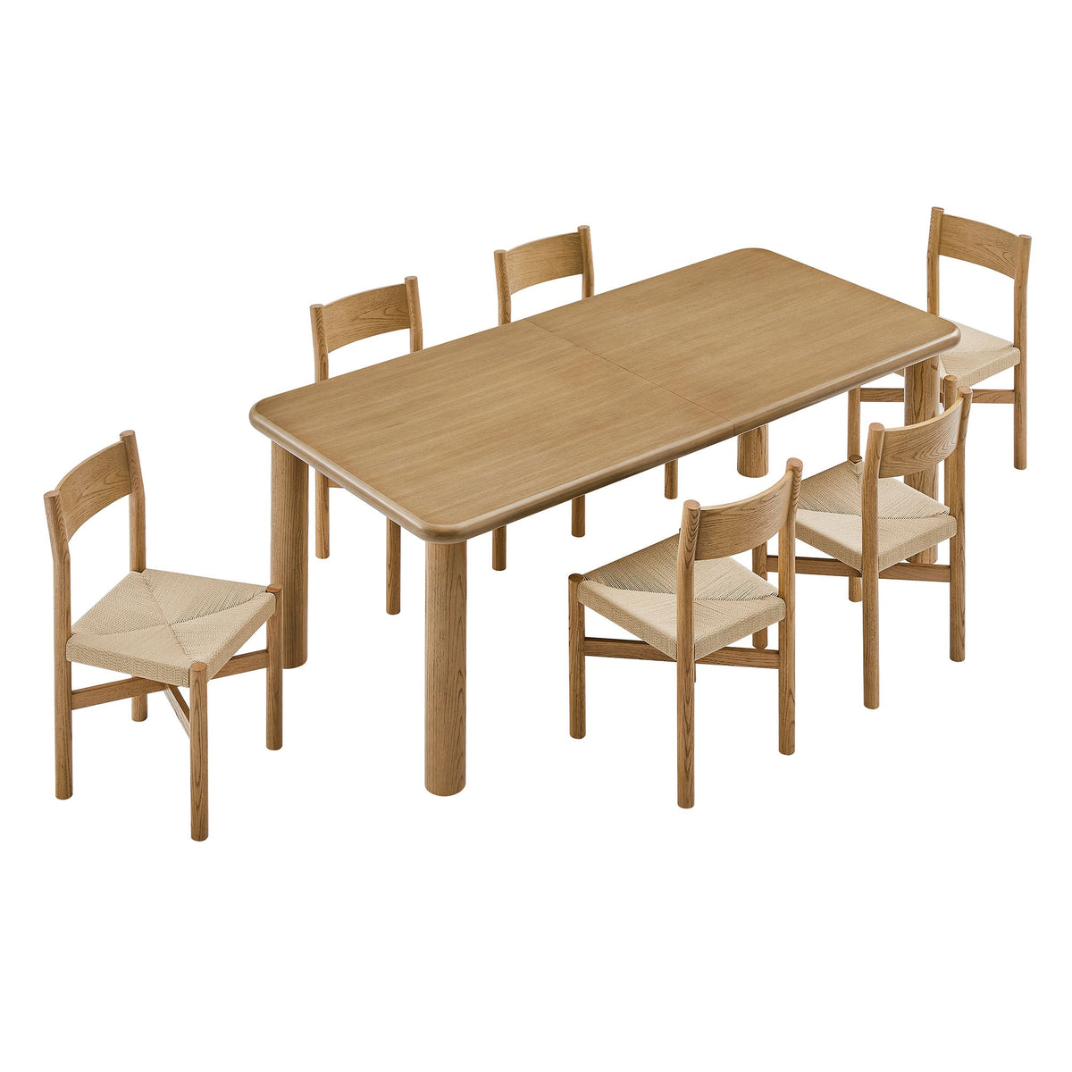 Alvia 7-Piece Oak Wood Extendable Dining Table and Chairs Set by Modway, photo 9 of 16