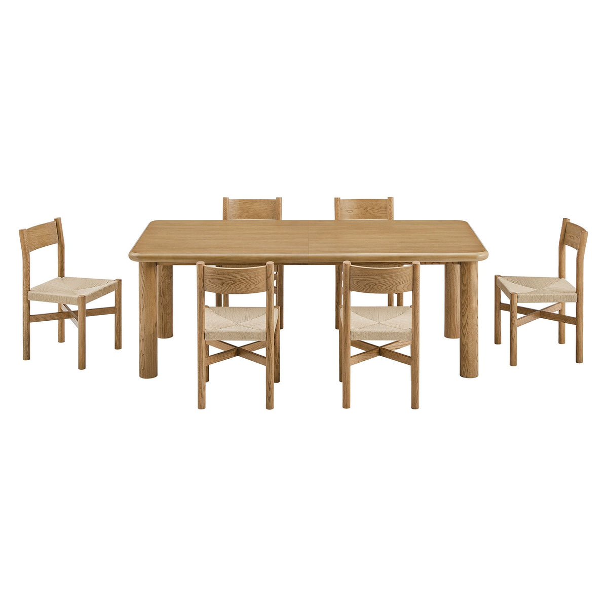 Alvia 7-Piece Oak Wood Extendable Dining Table and Chairs Set by Modway, photo 13 of 16