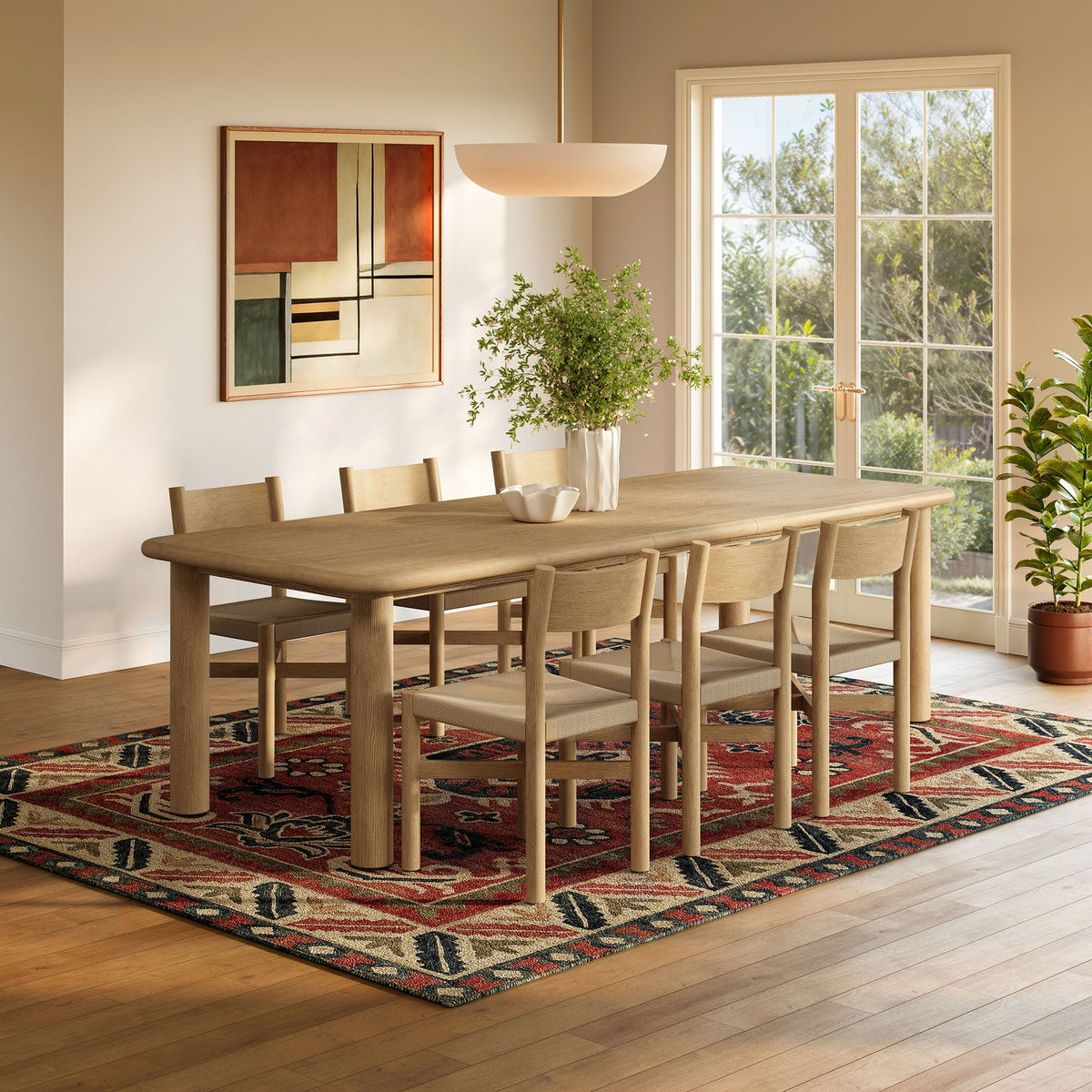 Alvia 7-Piece Oak Wood Extendable Dining Table and Chairs Set by Modway, photo 15 of 16