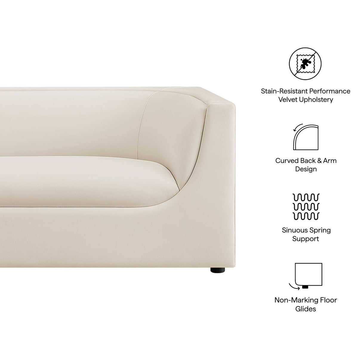 Hilda 86" Curved Back Performance Velvet Sofa by Modway, photo 2 of 40