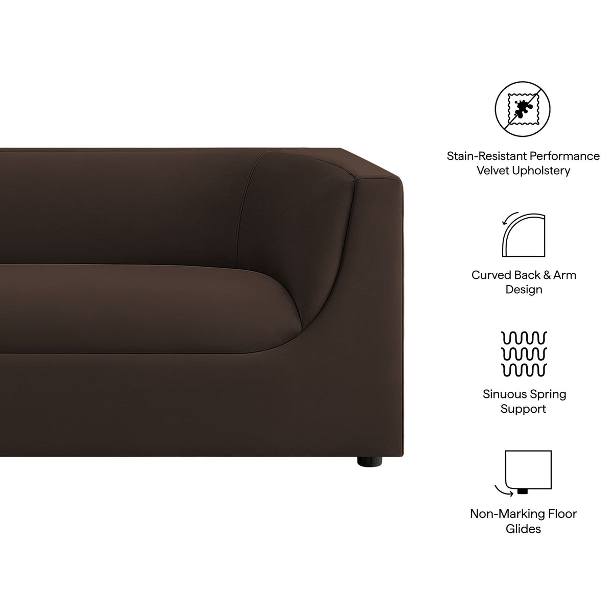 Hilda 86" Curved Back Performance Velvet Sofa by Modway, photo 12 of 40