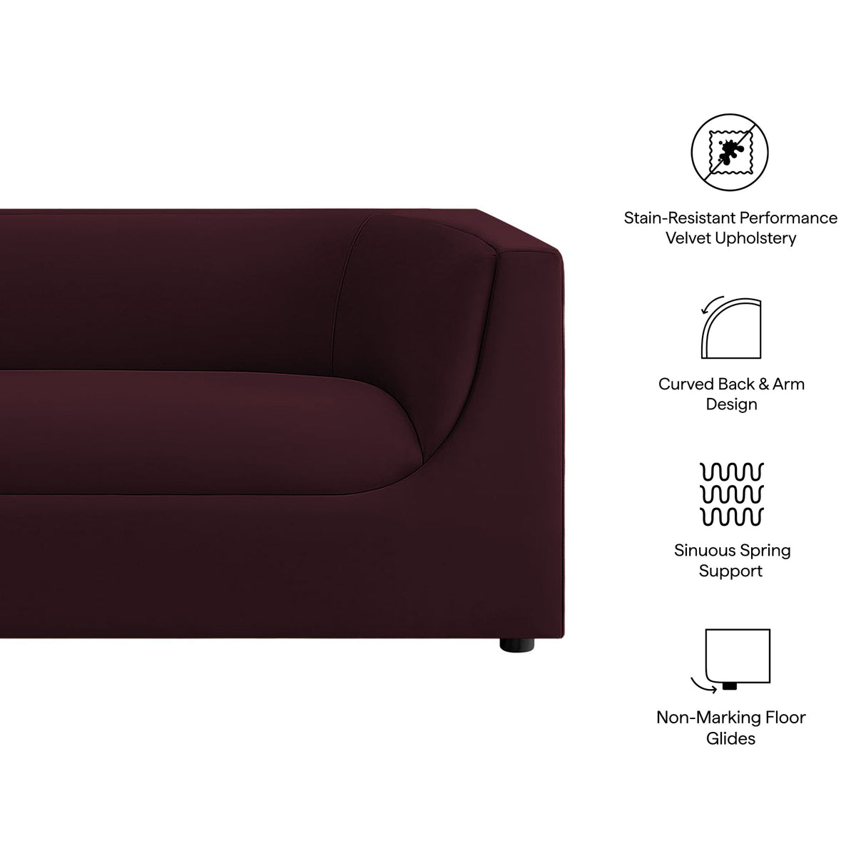Hilda 86" Curved Back Performance Velvet Sofa by Modway, photo 22 of 40
