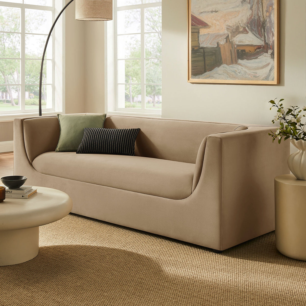 Hilda 86" Curved Back Performance Velvet Sofa by Modway, photo 39 of 40
