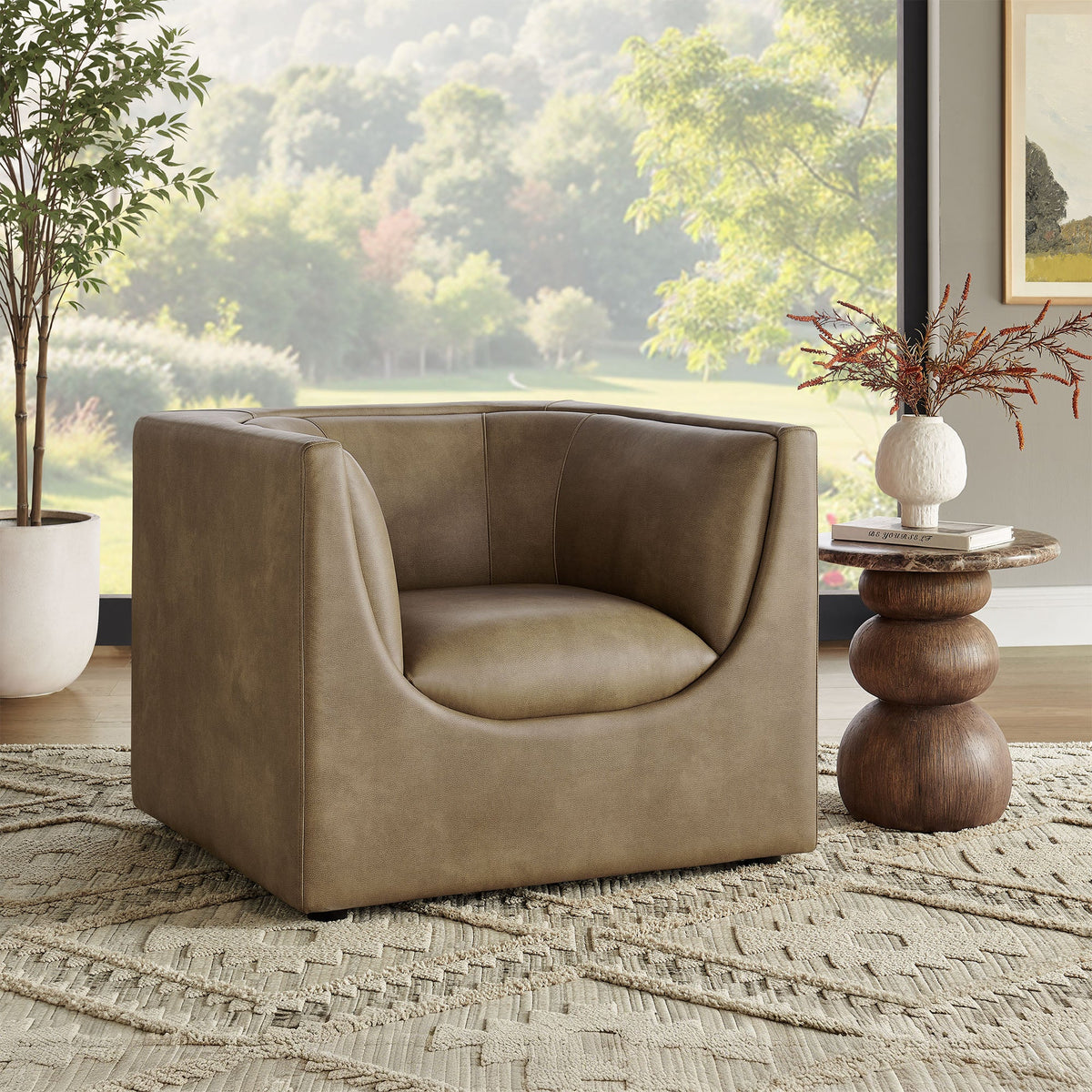Hilda Curved Back Vegan Leather Armchair by Modway, photo 9 of 20