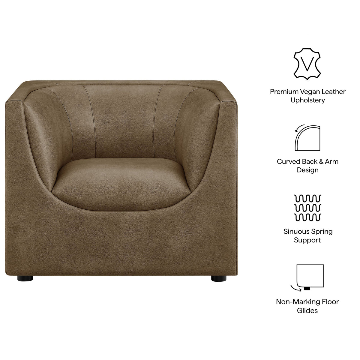 Hilda Curved Back Vegan Leather Armchair by Modway, photo 2 of 20