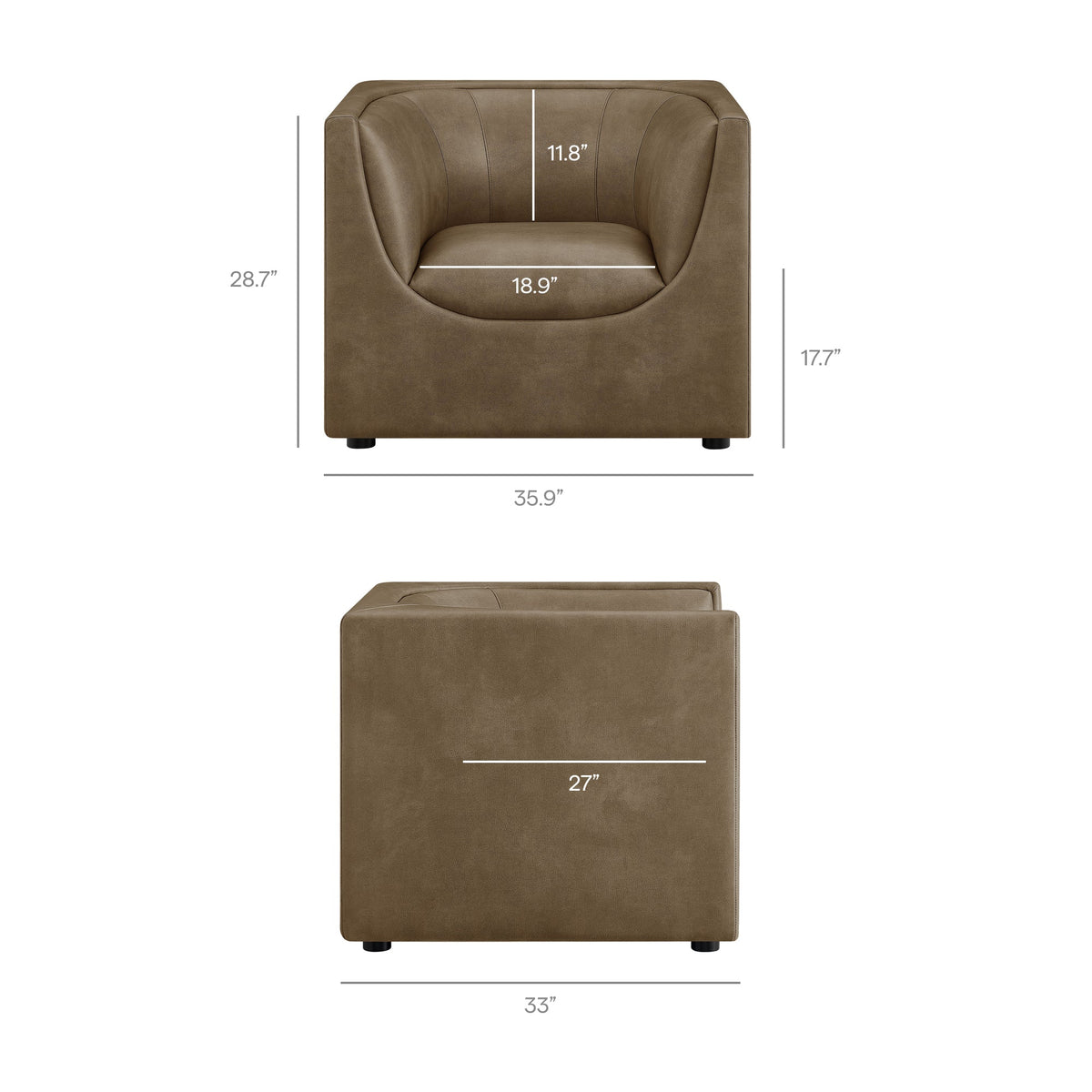 Hilda Curved Back Vegan Leather Armchair by Modway, photo 3 of 20