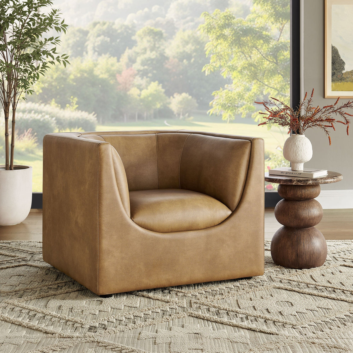 Hilda Curved Back Vegan Leather Armchair by Modway, photo 19 of 20