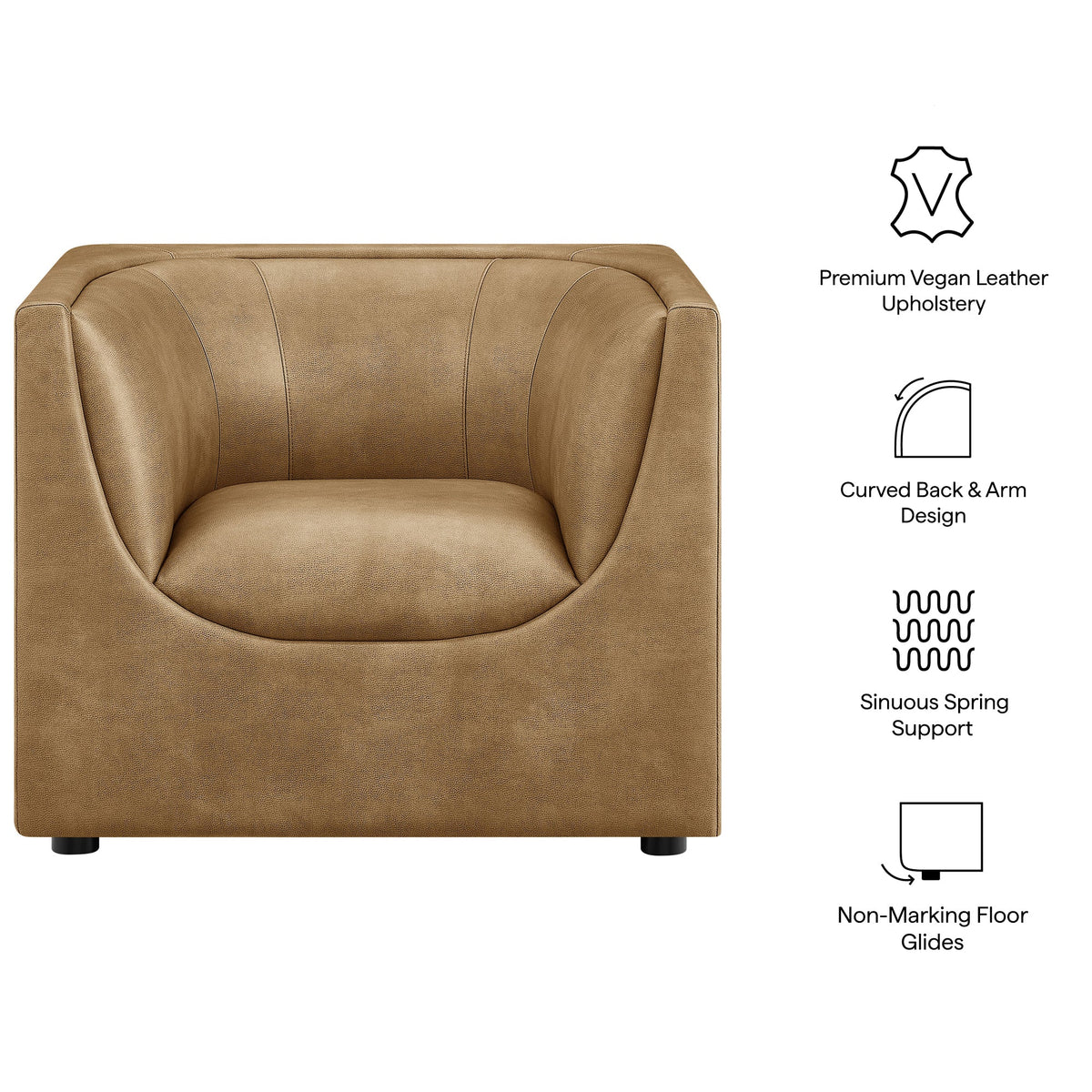 Hilda Curved Back Vegan Leather Armchair by Modway, photo 12 of 20