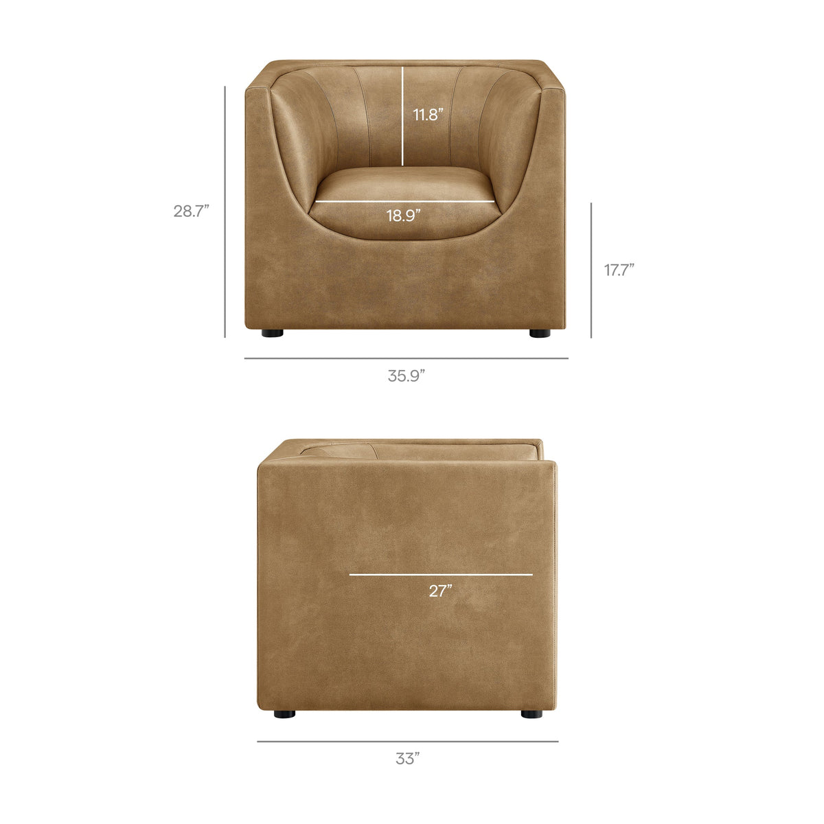 Hilda Curved Back Vegan Leather Armchair by Modway, photo 13 of 20