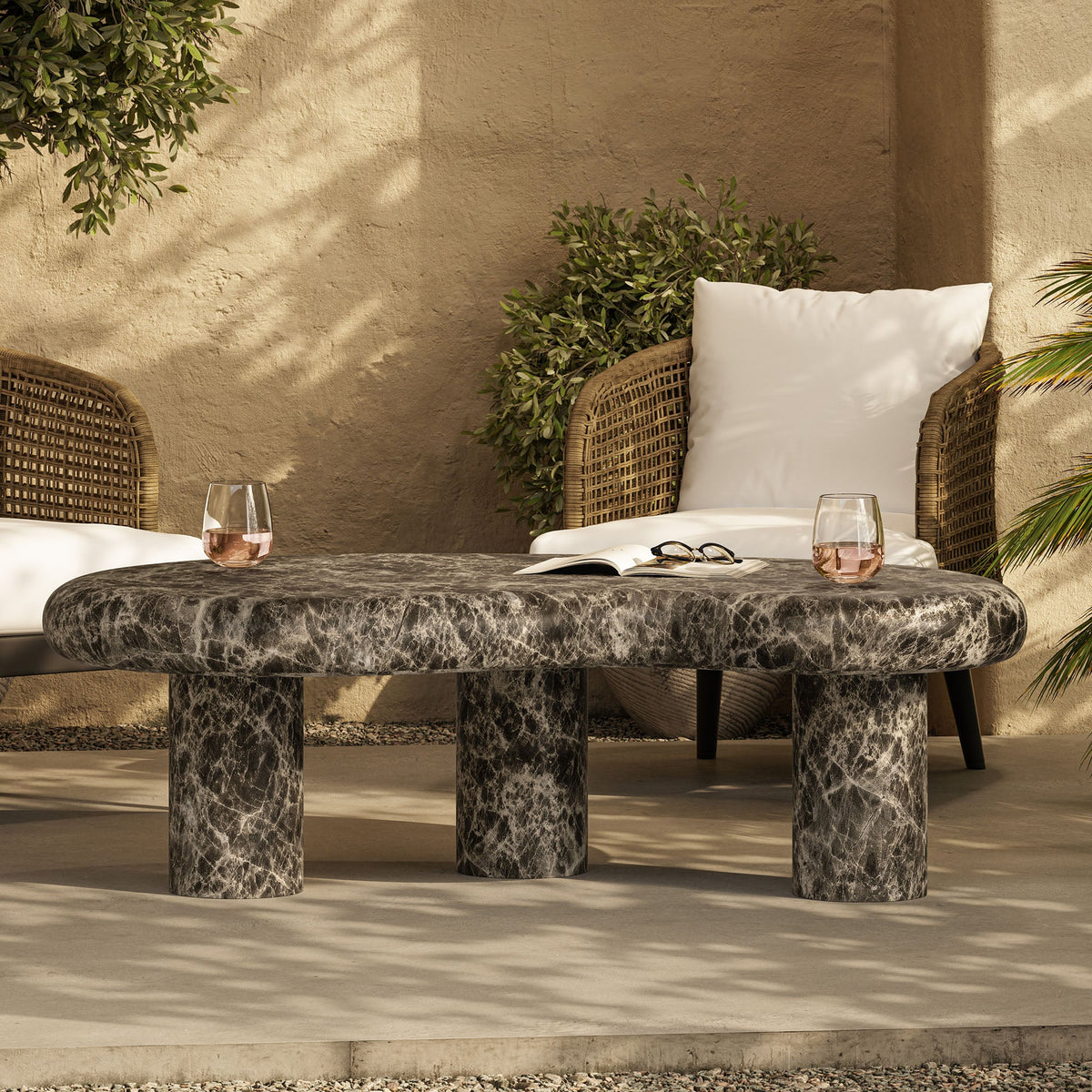 Elowen Outdoor Patio Faux Marble Coffee Table by Modway, photo 10 of 12