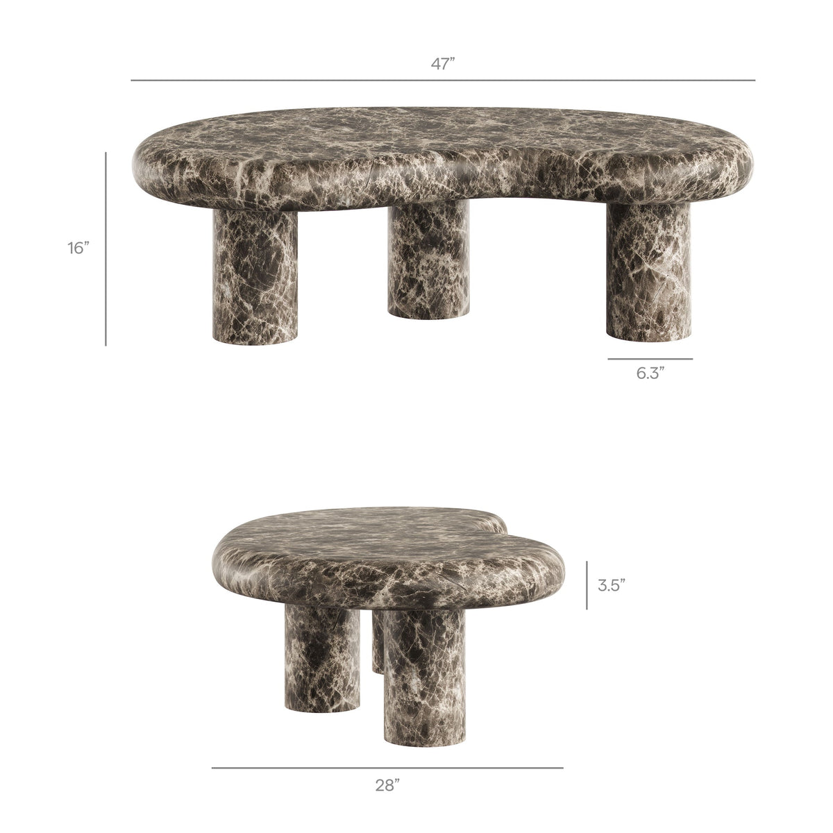 Elowen Outdoor Patio Faux Marble Coffee Table by Modway, photo 3 of 12