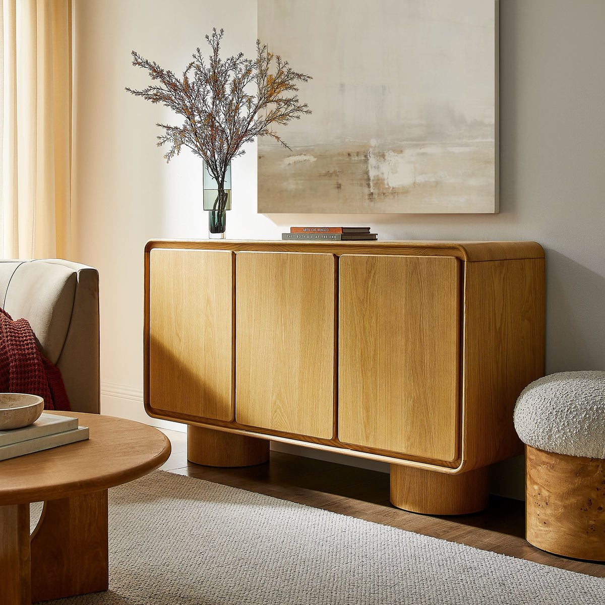 Lumo 3-Door Curved Wood Accent Cabinet by Modway, photo 13 of 39