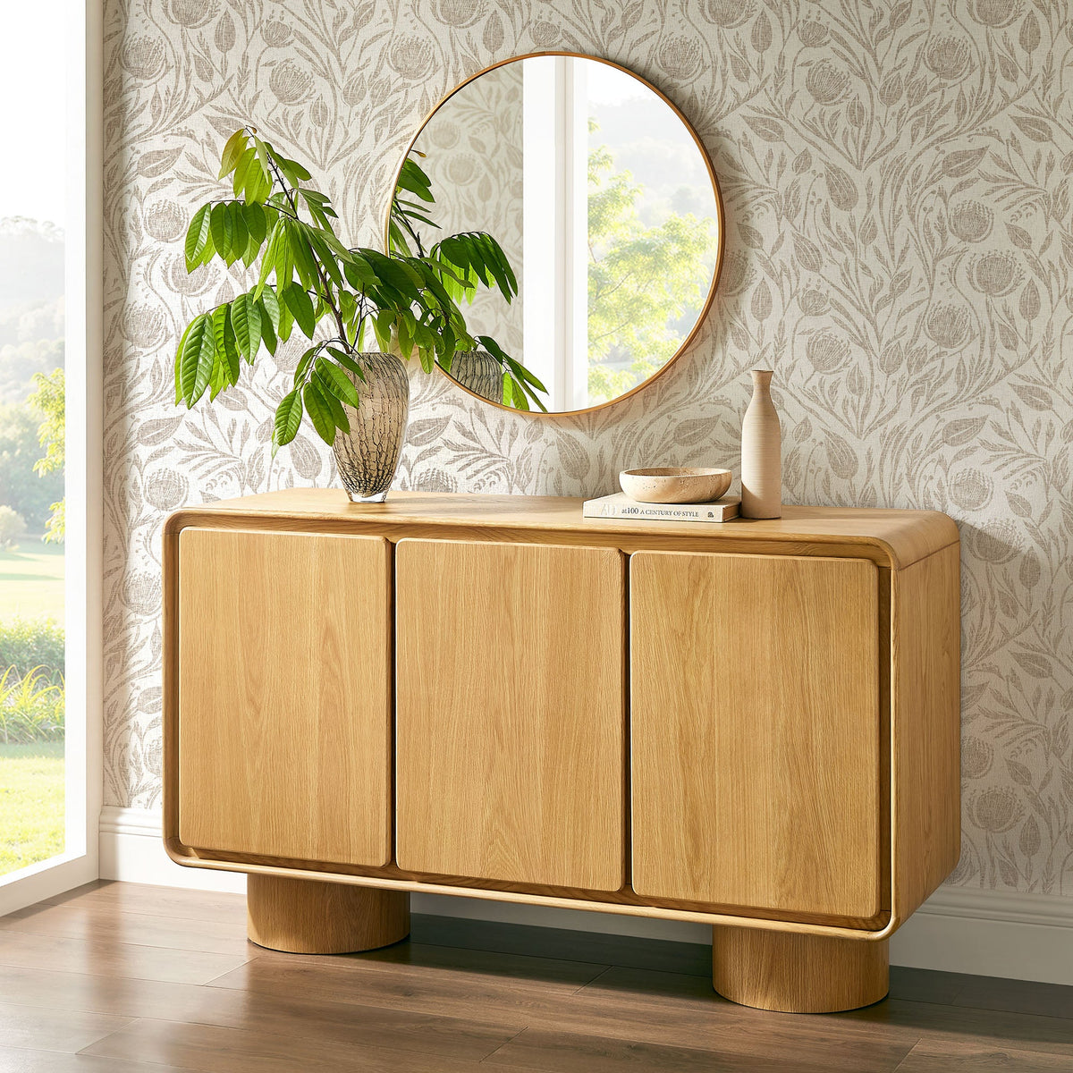 Lumo 3-Door Curved Wood Accent Cabinet by Modway, photo 8 of 39