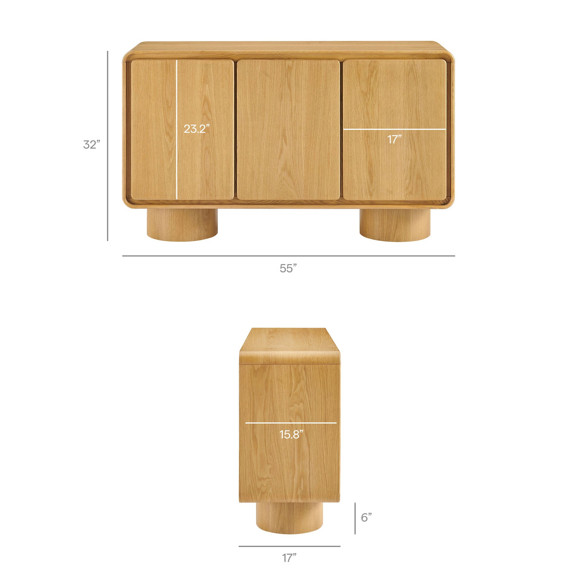Lumo 3-Door Curved Wood Accent Cabinet by Modway, photo 3 of 39