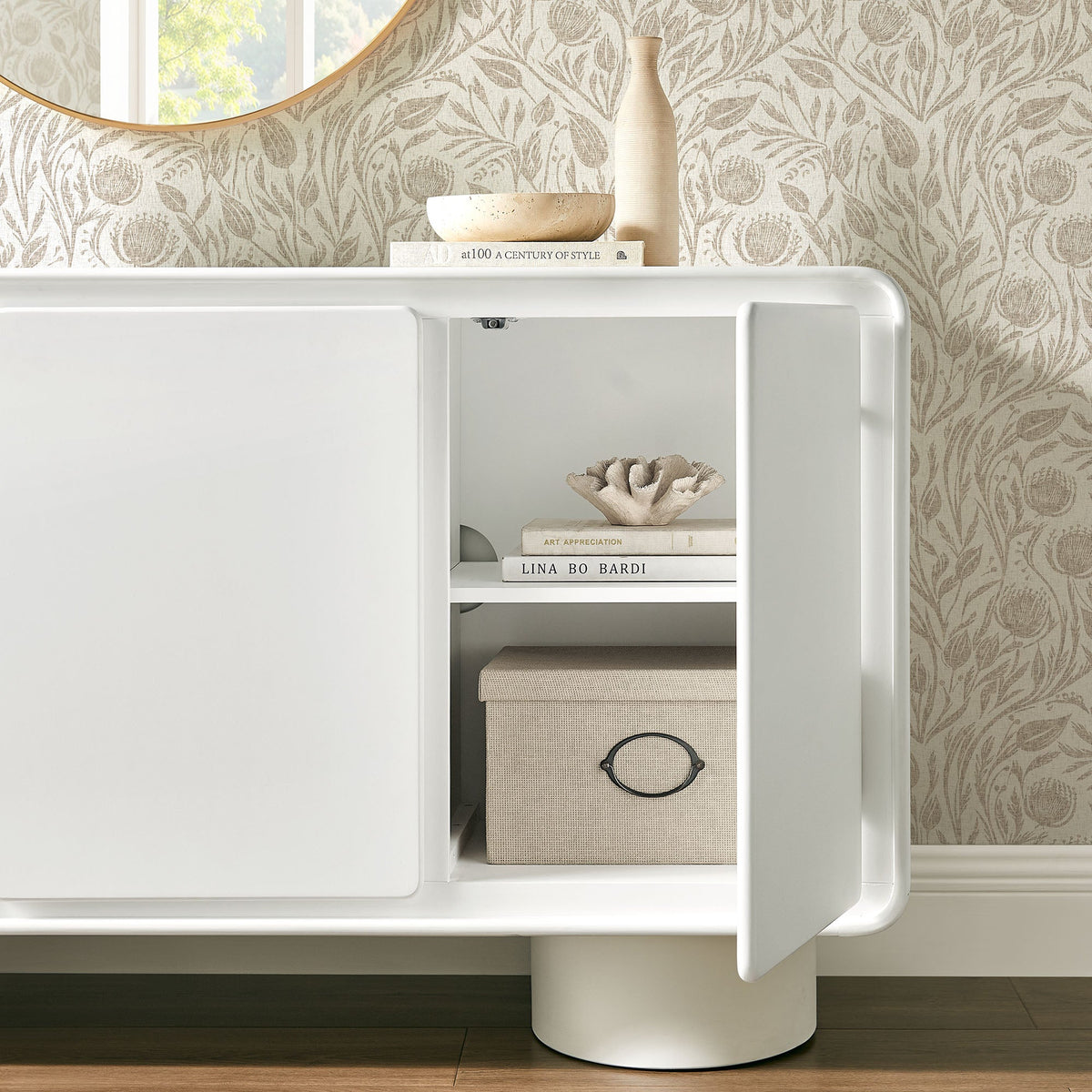 Lumo 3-Door Curved Wood Accent Cabinet by Modway, photo 23 of 39
