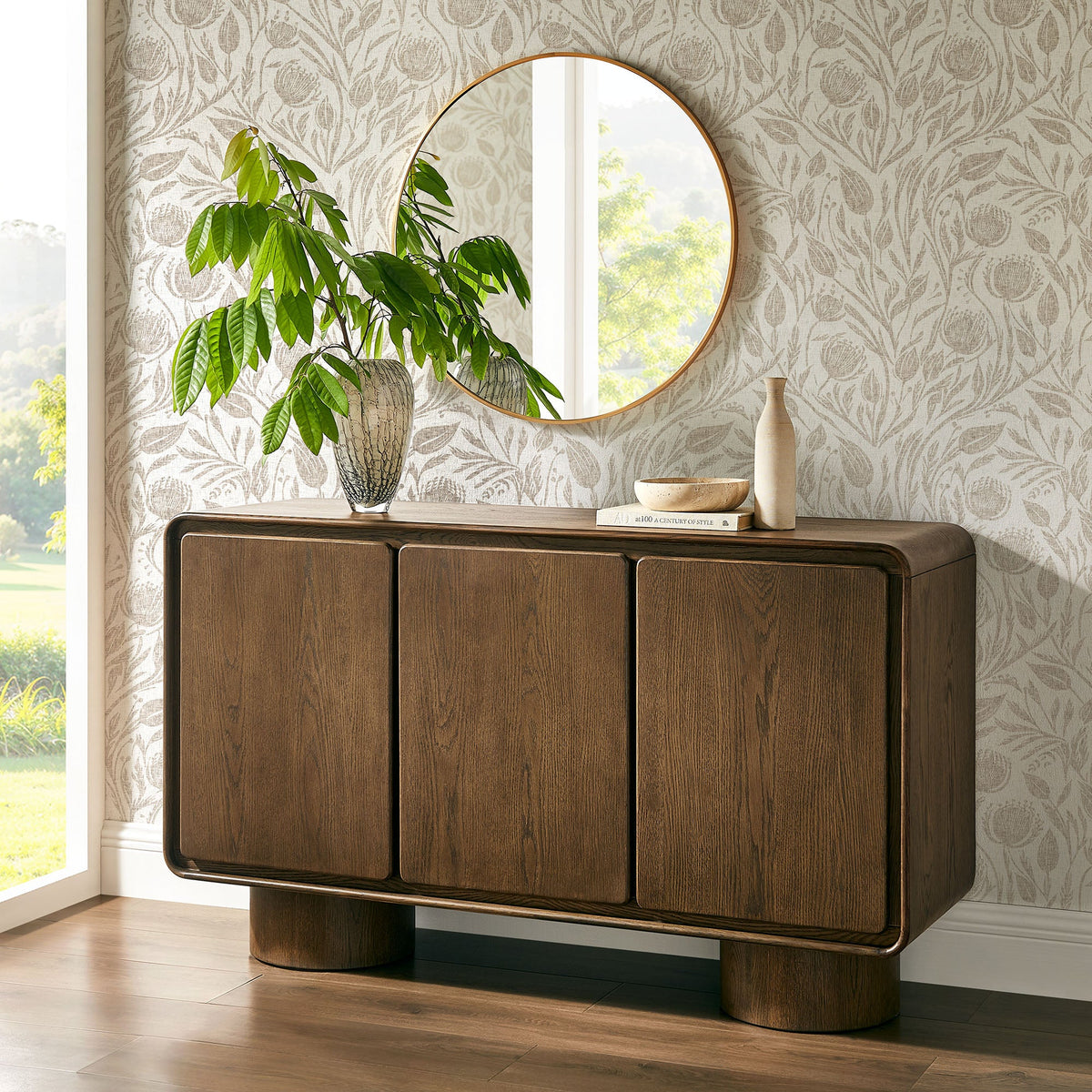 Lumo 3-Door Curved Wood Accent Cabinet by Modway, photo 34 of 39