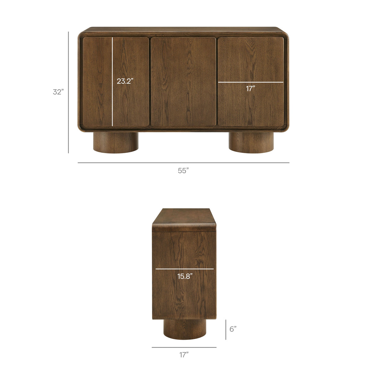 Lumo 3-Door Curved Wood Accent Cabinet by Modway, photo 29 of 39