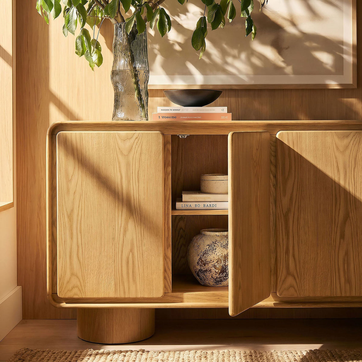 Lumo 4-Door Curved Wood Accent Cabinet by Modway, photo 12 of 39