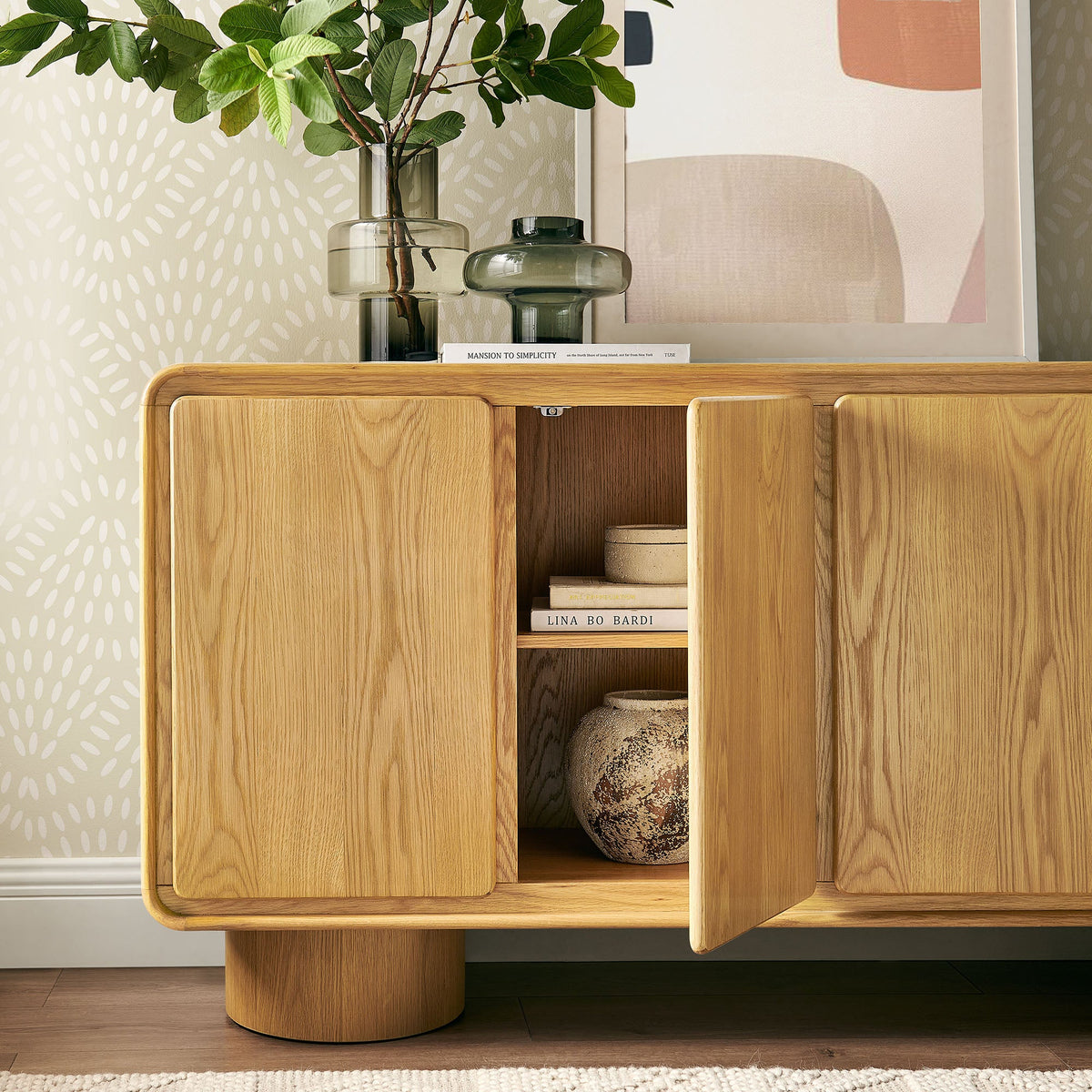 Lumo 4-Door Curved Wood Accent Cabinet by Modway, photo 10 of 39