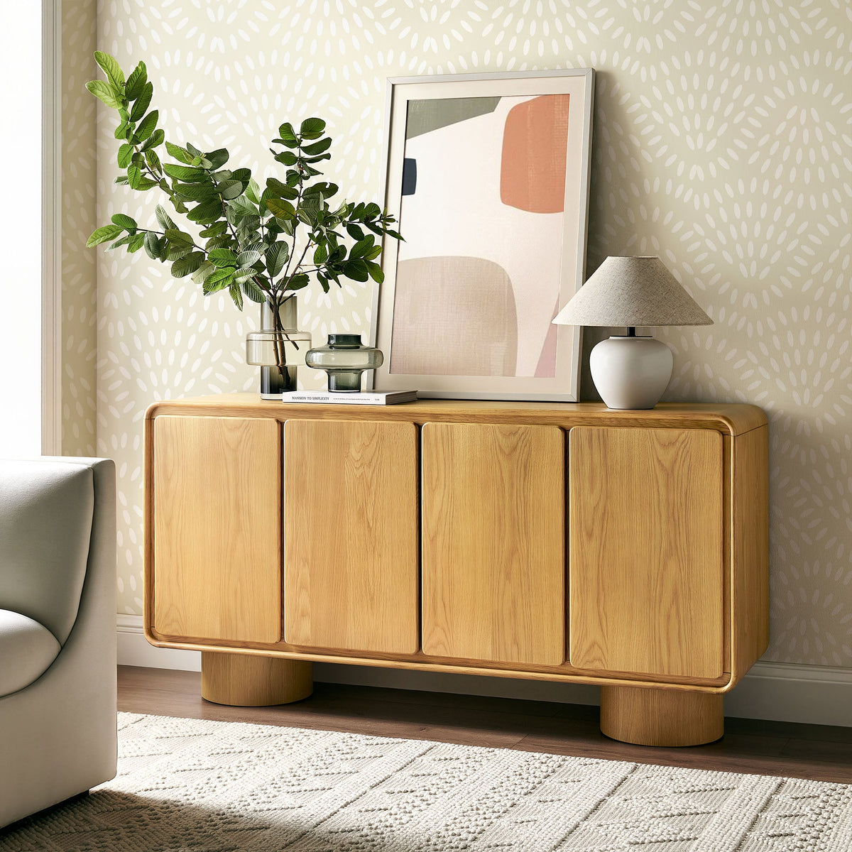 Lumo 4-Door Curved Wood Accent Cabinet by Modway, photo 8 of 39
