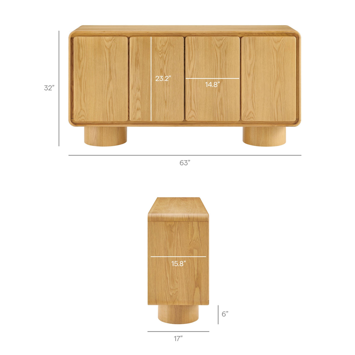 Lumo 4-Door Curved Wood Accent Cabinet by Modway, photo 3 of 39