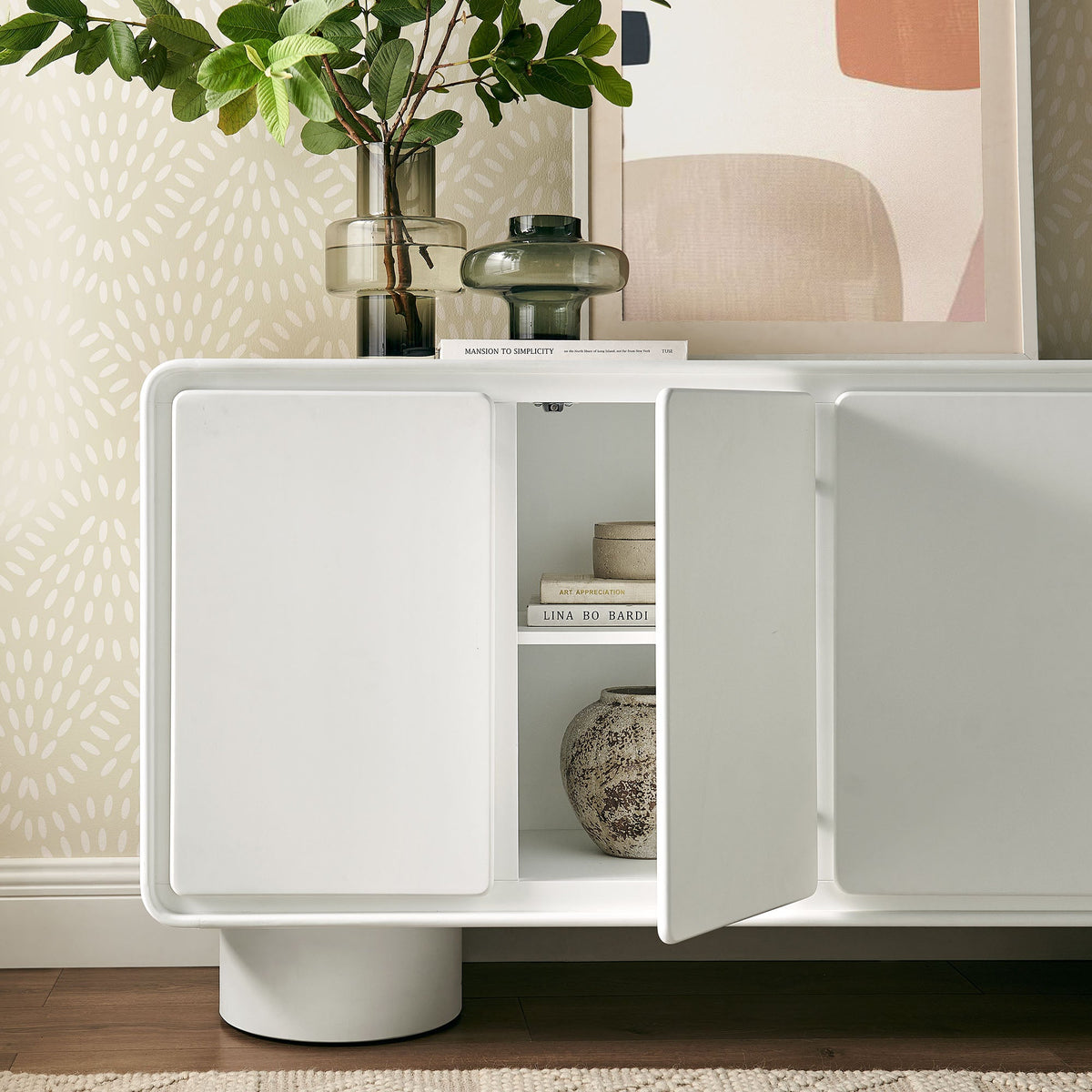 Lumo 4-Door Curved Wood Accent Cabinet by Modway, photo 23 of 39