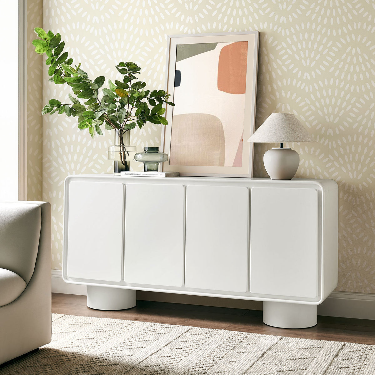 Lumo 4-Door Curved Wood Accent Cabinet by Modway, photo 21 of 39