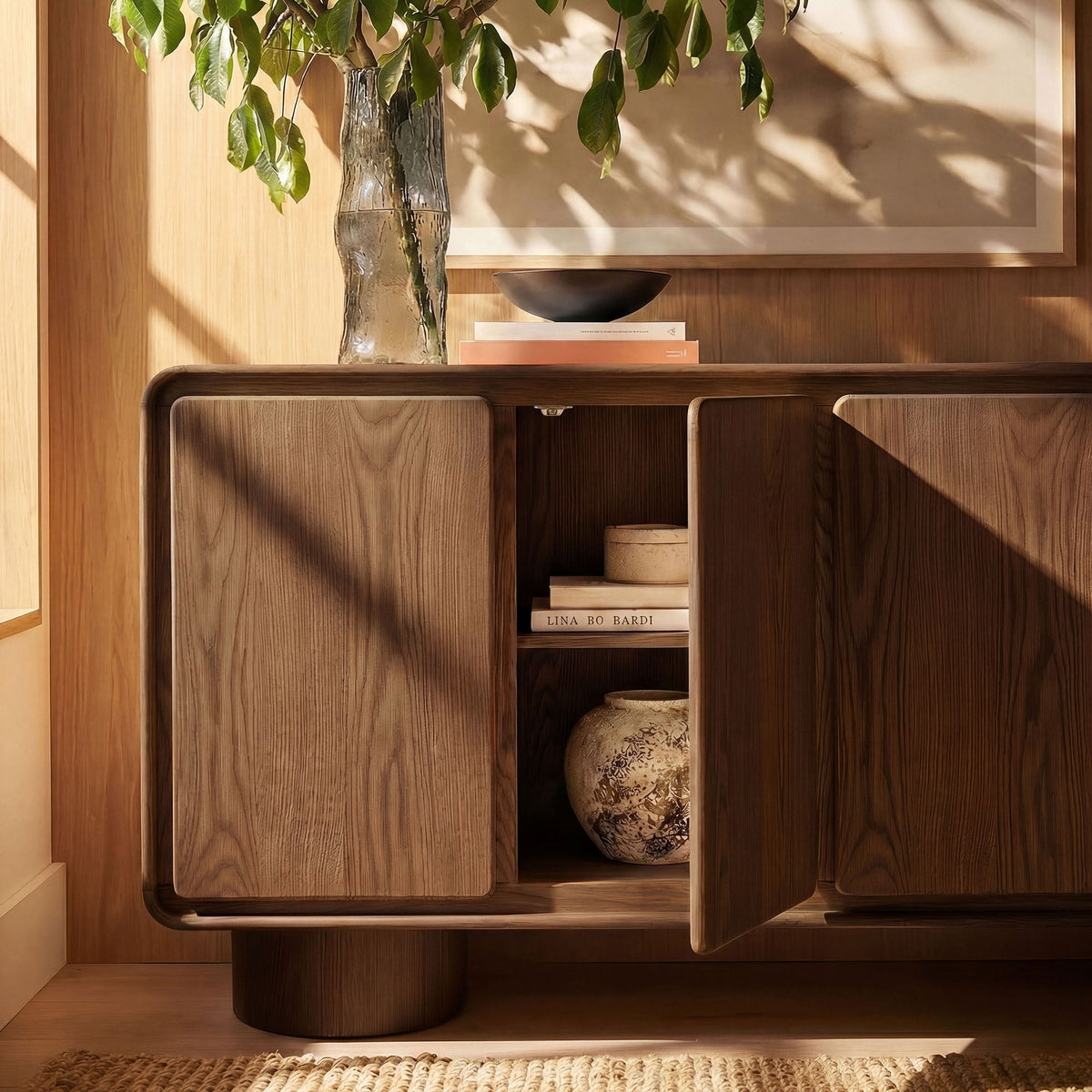 Lumo 4-Door Curved Wood Accent Cabinet by Modway, photo 38 of 39