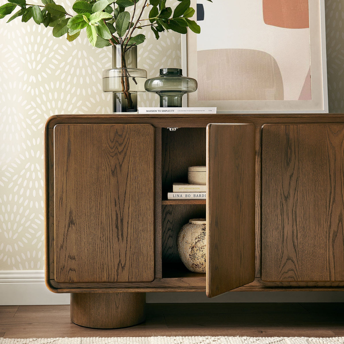 Lumo 4-Door Curved Wood Accent Cabinet by Modway, photo 36 of 39