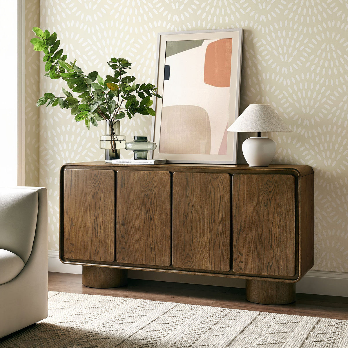 Lumo 4-Door Curved Wood Accent Cabinet by Modway, photo 34 of 39