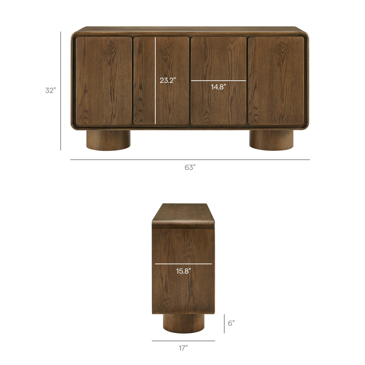 Lumo 4-Door Curved Wood Accent Cabinet by Modway, photo 29 of 39