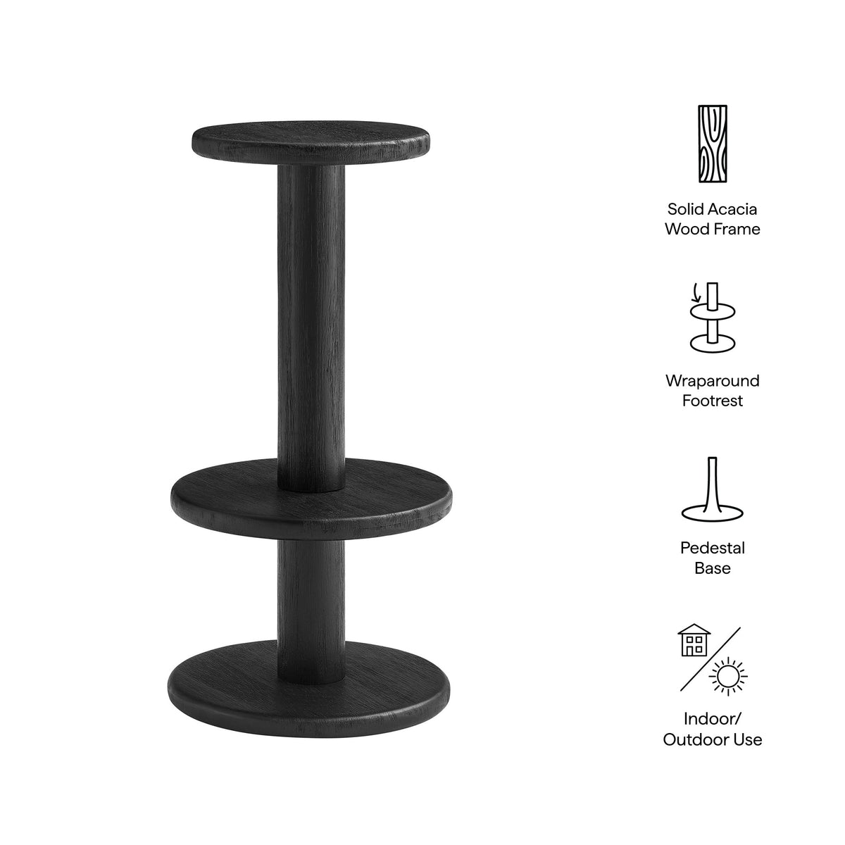 Neo 15 Inch Round Indoor - Outdoor Patio Patio Wood Bar Stools by Modway, photo 2 of 20