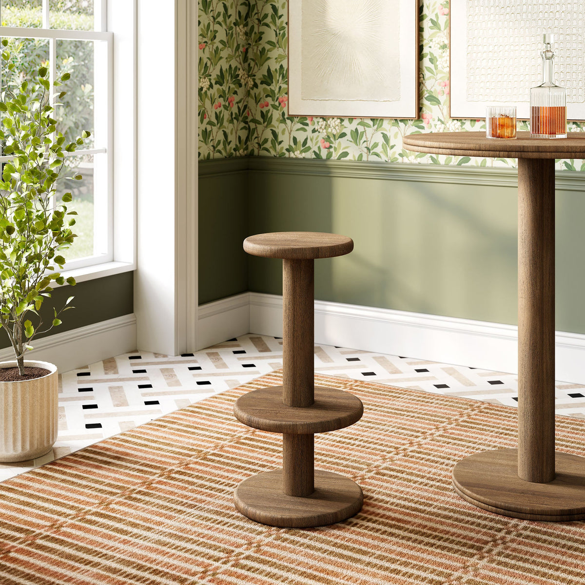 Neo 15 Inch Round Indoor - Outdoor Patio Patio Wood Bar Stools by Modway, photo 18 of 20