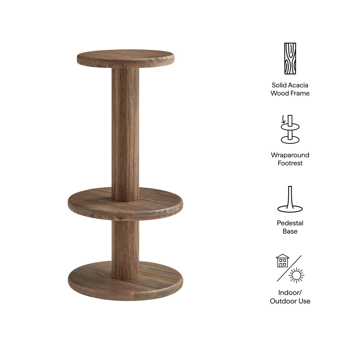 Neo 15 Inch Round Indoor - Outdoor Patio Patio Wood Bar Stools by Modway, photo 12 of 20