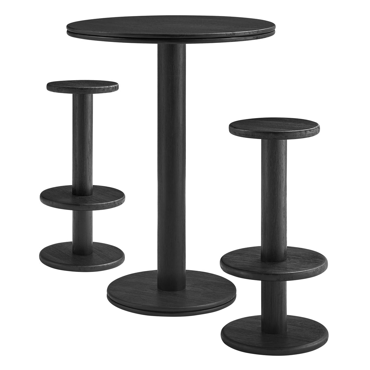 Neo 3-Piece Round Indoor - Outdoor Patio Patio Wood Bar Table And Stool Set by Modway
